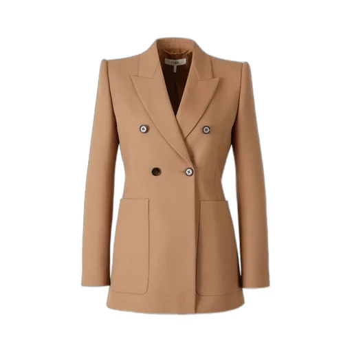 Peak-Lapel Button Wool Blazer