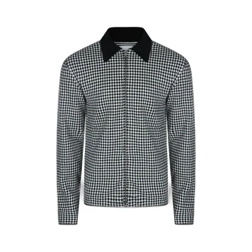 Jil Sander Houndstooth Pointed Collar Zip-Up Shirt