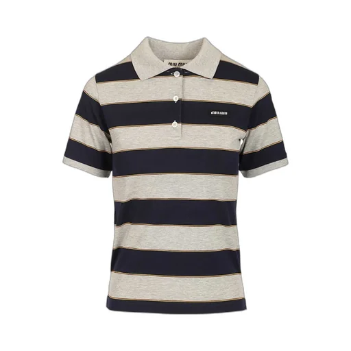Miu Miu Short-Sleeved Striped Polo Shirt