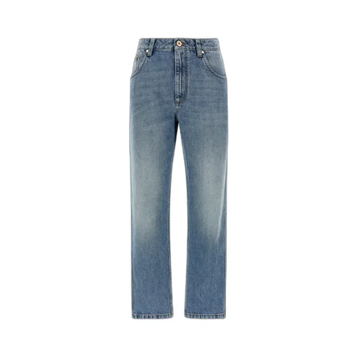 Brunello Cucinelli Logo Patch Straight Leg Jeans
