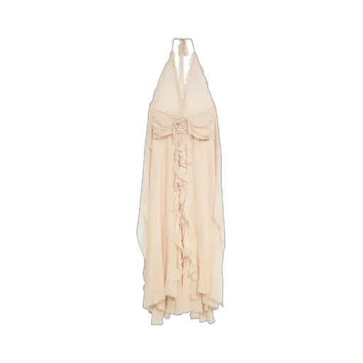 Blumarine V-Neck Open-Back Dress