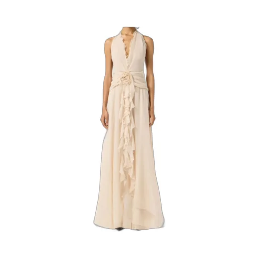 Blumarine V-Neck Open-Back Dress