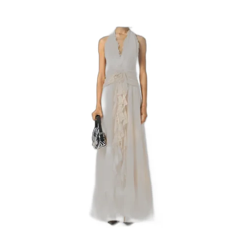 Blumarine V-Neck Open-Back Dress