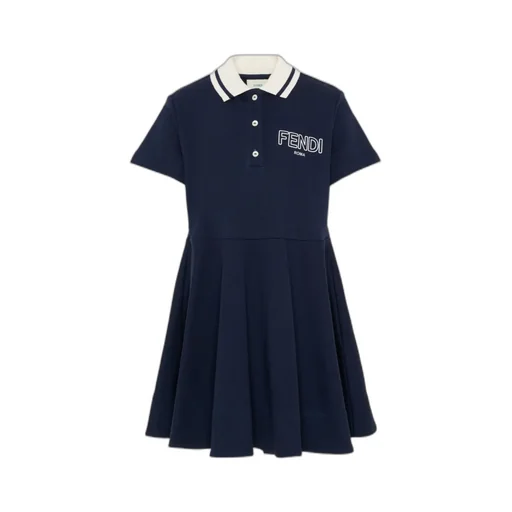 Fendi Kids Logo Detailed Flared Dress