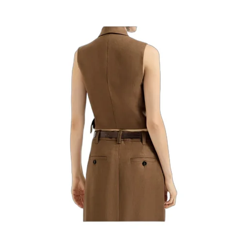 Diagonal-Buckle Linen Gilet
