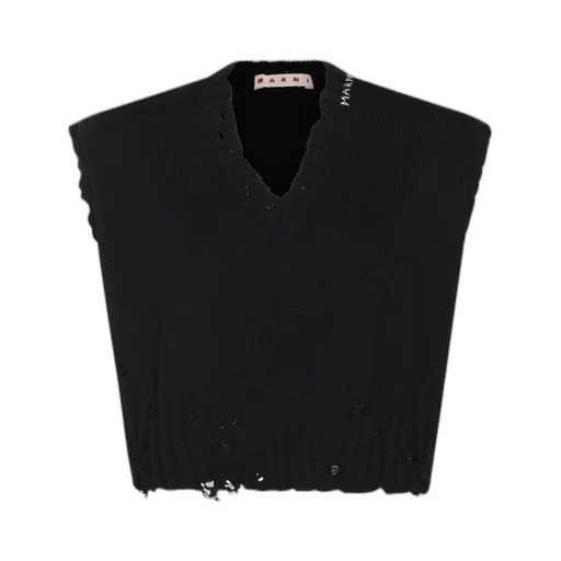 Marni Distressed-Effect V-Neck Knitted Vest