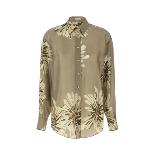 Brunello Cucinelli Floral Printed Long Sleeved Shirt
