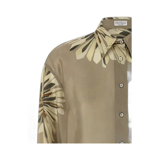 Brunello Cucinelli Floral Printed Long Sleeved Shirt