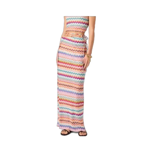 Missoni Pixel-Effect Zigzag Pattern Long Pareo Skirt
