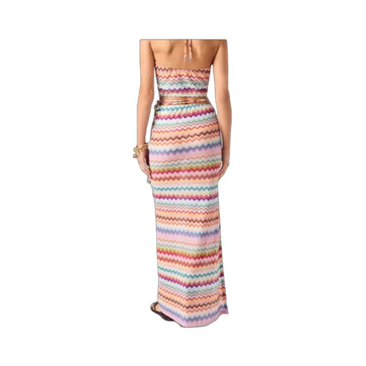 Missoni Pixel-Effect Zigzag Pattern Long Pareo Skirt