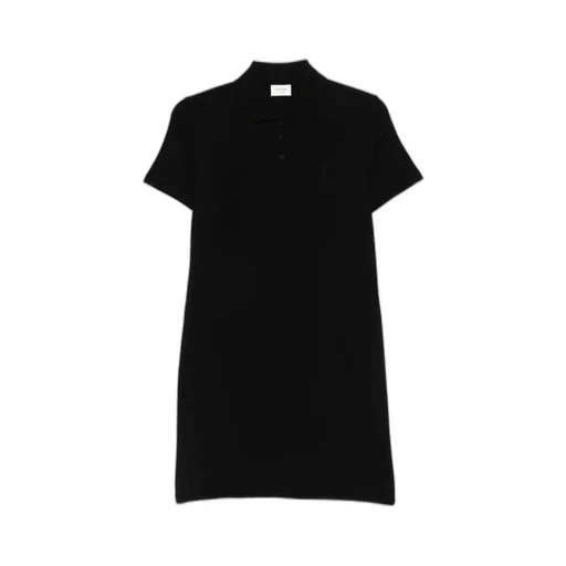 Saint Laurent Logo Embroidered Short-Sleeved Dress