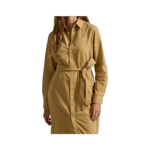 Polo Ralph Lauren Logo Embroidered Belted Waist Shirt Dress