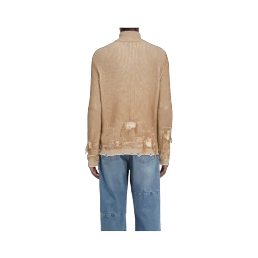 Mm6 Maison Margiela Ribbed Knit Distressed Cardigan