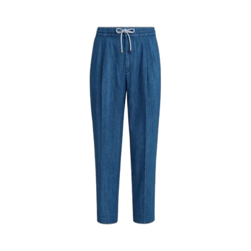 Brunello Cucinelli Double Pleats Lightweight Denim Trousers