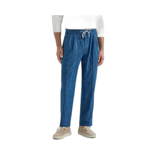 Brunello Cucinelli Double Pleats Lightweight Denim Trousers
