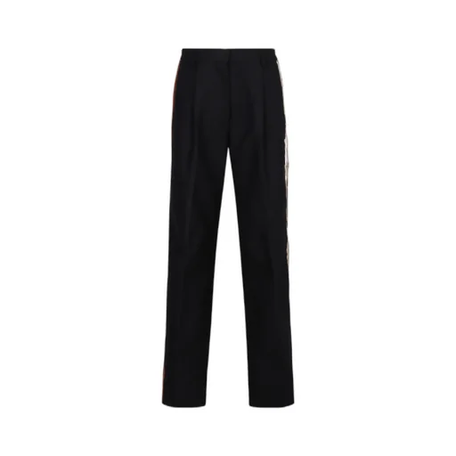 Dries Van Noten Velvet-Trim Straight-Leg Trousers