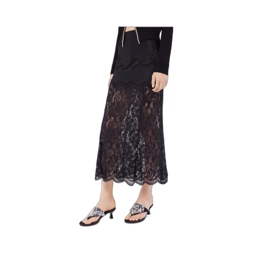 Rabanne Scalloped Lace Midi Skirt