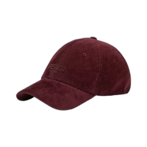 Fendi Logo Embroidered Corduroy Baseball Cap