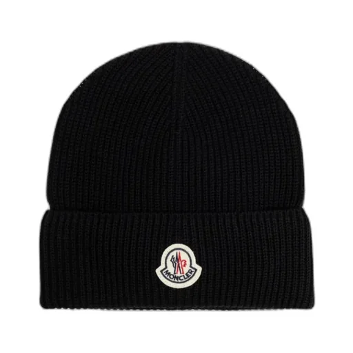 Moncler Logo Patch Ribbed Beanie