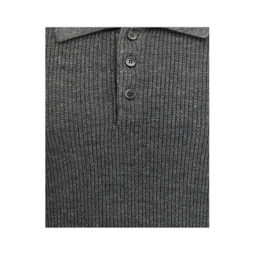Ribbed Button-Fastening Polo Shirt
