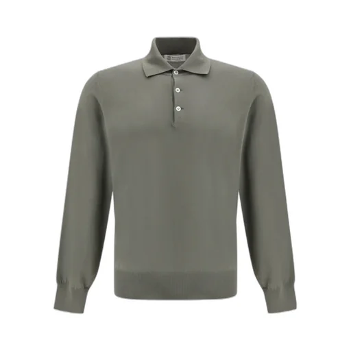 Long-Sleeve Knitted Polo Shirt