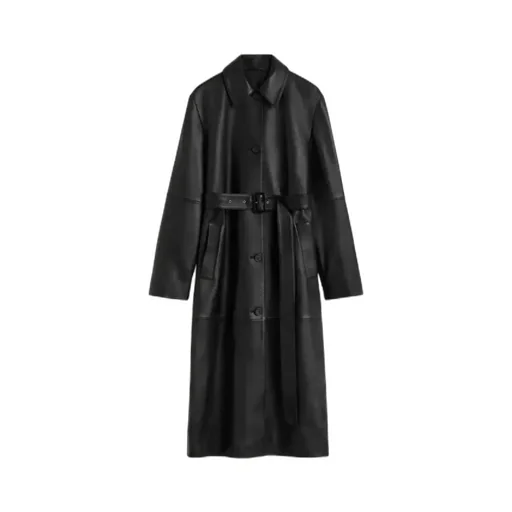 Belted Leather Coat