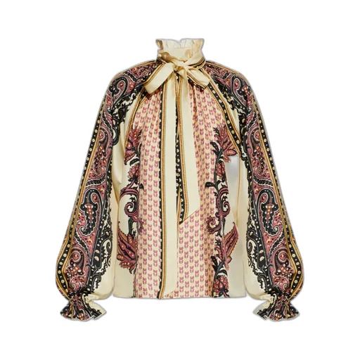 Etro Scarf And Floral Geometric Motif Twill Blouse