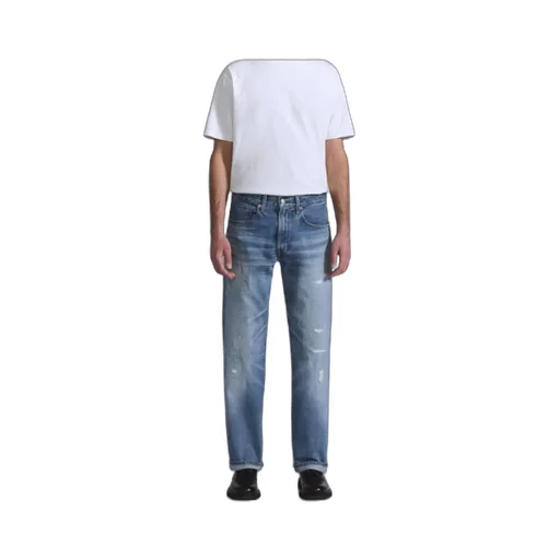 Distressed Belt-Loop Jeans