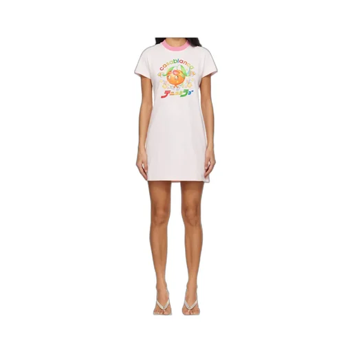 Pink Orange Mascot Printed T-Shirt Minidress