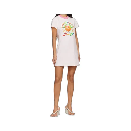 Pink Orange Mascot Printed T-Shirt Minidress