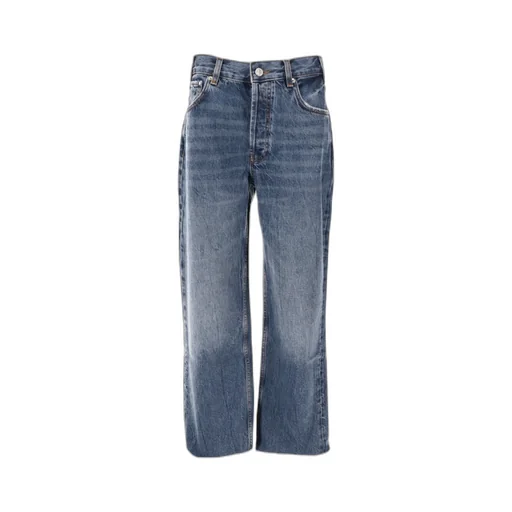 Anine Bing Gavin Logo Patch Frayed-Hem Jeans