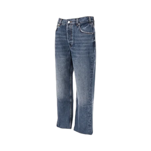 Anine Bing Gavin Logo Patch Frayed-Hem Jeans