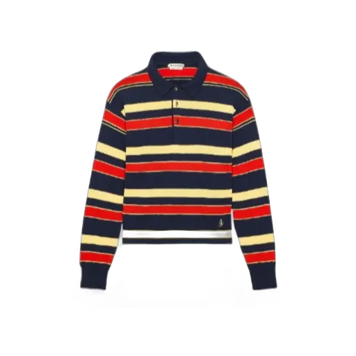Jw Anderson Knitted Striped Rugby Polo Top