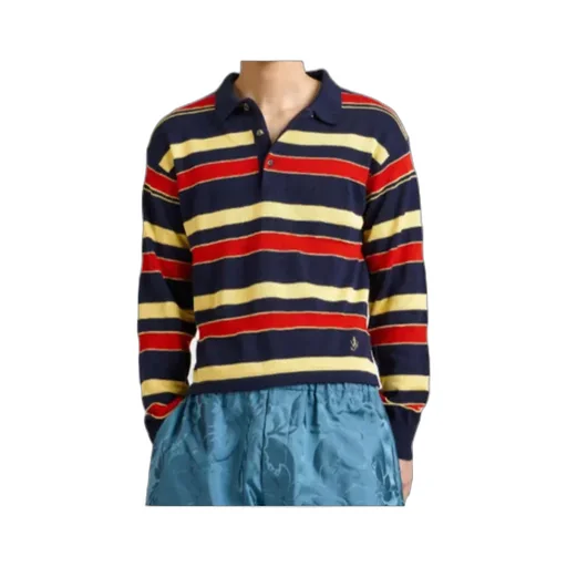 Jw Anderson Knitted Striped Rugby Polo Top