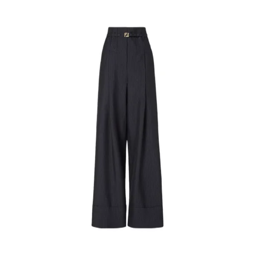 Pinstripe Belted Trousers