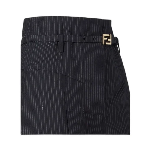 Pinstripe Belted Trousers