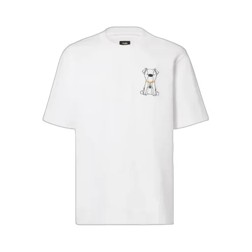 Fendi Dog Embroidered Crewneck T-Shirt