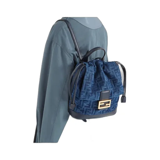 Fendi Flocked Ff Denim Backpack