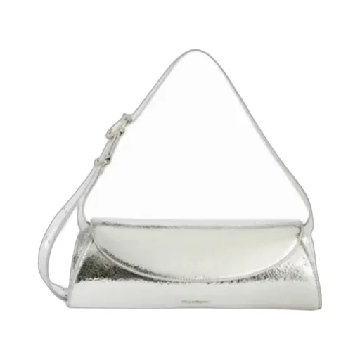 Jil Sander Cannolo Crackled Foldover Top Clutch Bag