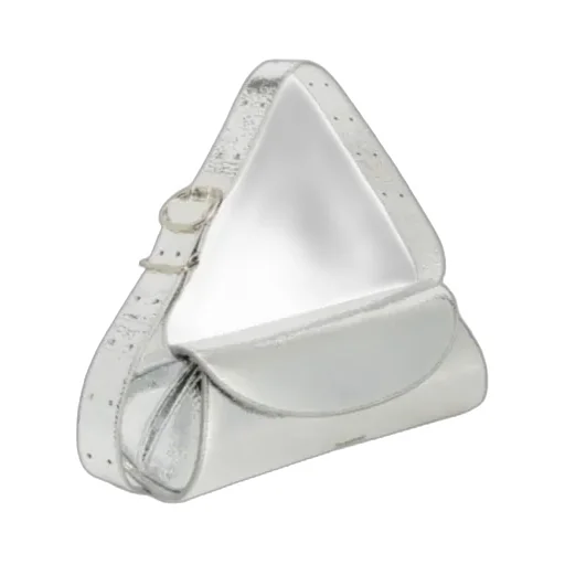 Jil Sander Cannolo Crackled Foldover Top Clutch Bag