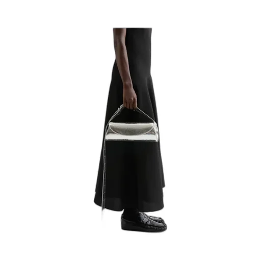 Jil Sander Cannolo Crackled Foldover Top Clutch Bag