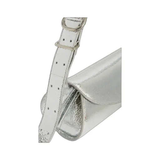 Jil Sander Cannolo Crackled Foldover Top Clutch Bag