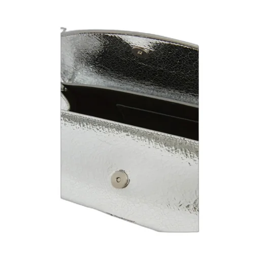 Jil Sander Cannolo Crackled Foldover Top Clutch Bag