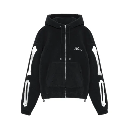 Amiri Fleece Zip-Up Drawstring Hoodie