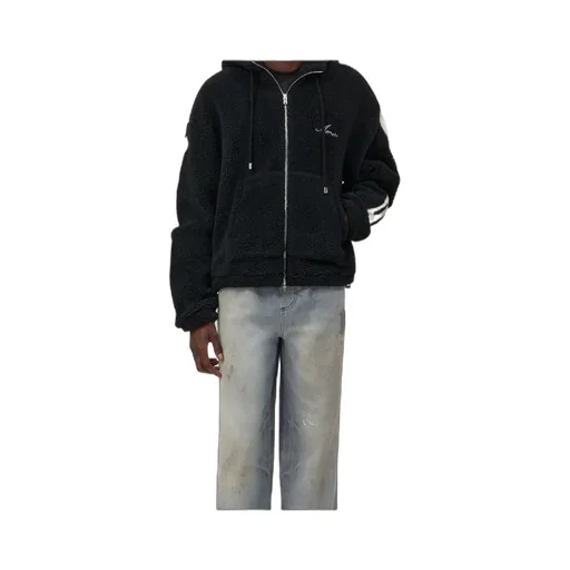 Amiri Fleece Zip-Up Drawstring Hoodie