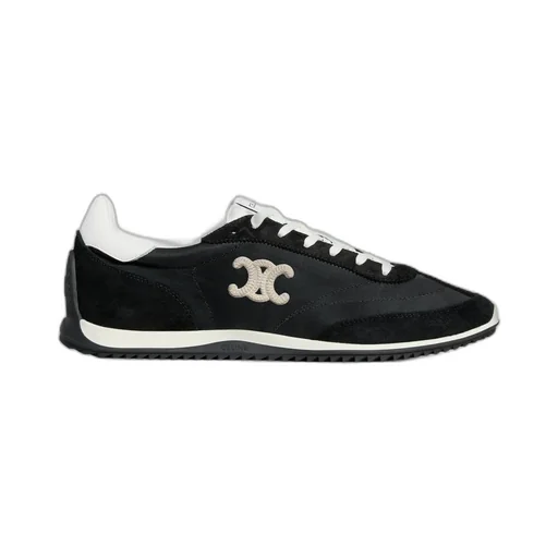 Celine Racer Low Lace-Up Sneaker With Triomphe In Nylon, Suede Calfskin And Calfskin