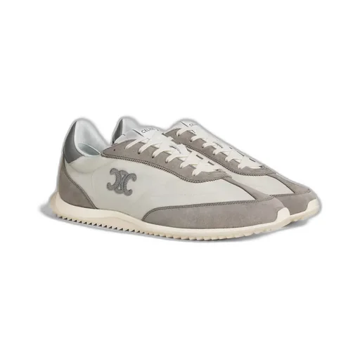 Celine Racer Low Lace-Up Sneaker With Triomphe In Nylon, Suede Calfskin And Calfskin