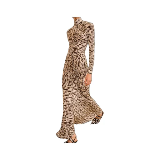 Ida Long-Sleeve Ruched Turtleneck Maxi Dress