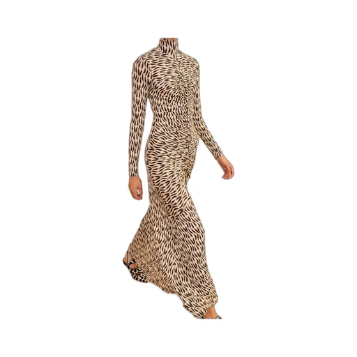 Ida Long-Sleeve Ruched Turtleneck Maxi Dress