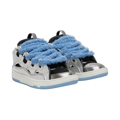 Curb Metallic Leather Mesh Sneakers